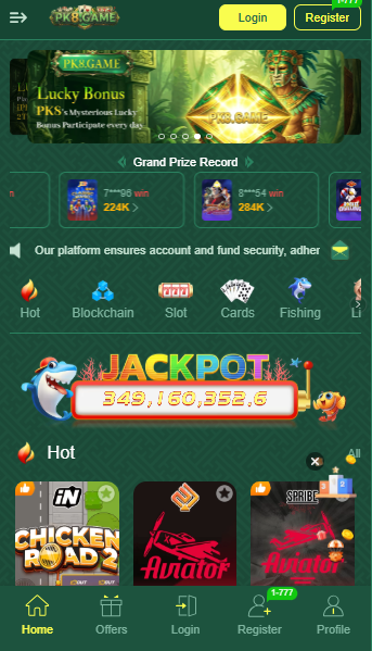 PK8 Game home screen