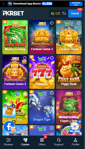 PKRBET HOME SCREEN